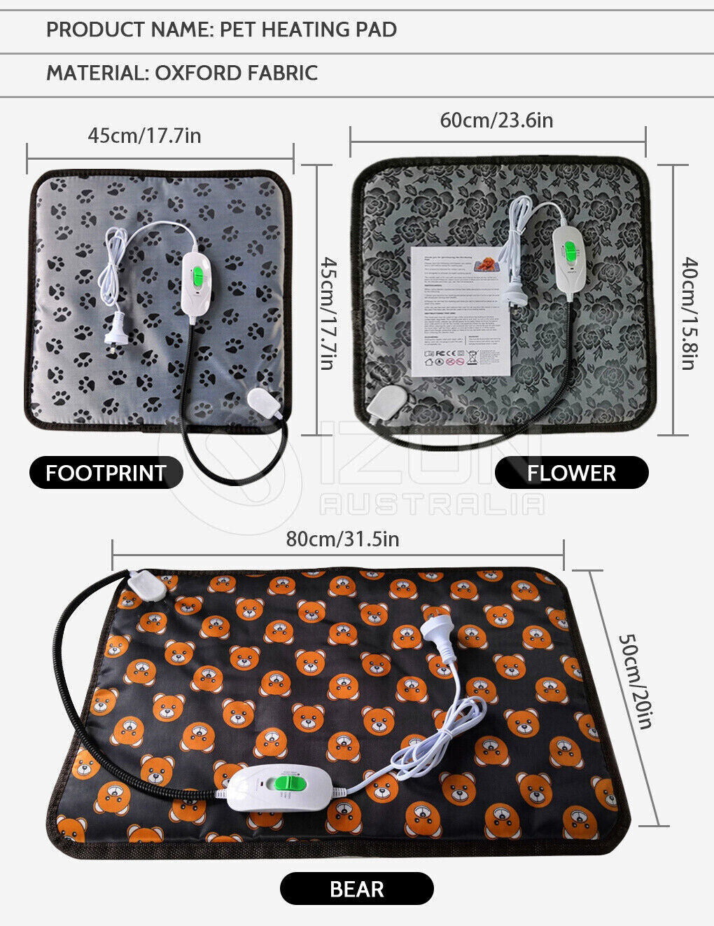 Large Pet Electric Heat Mat AU Plug Warmer Pad Blanket Waterproof Dog Cushion