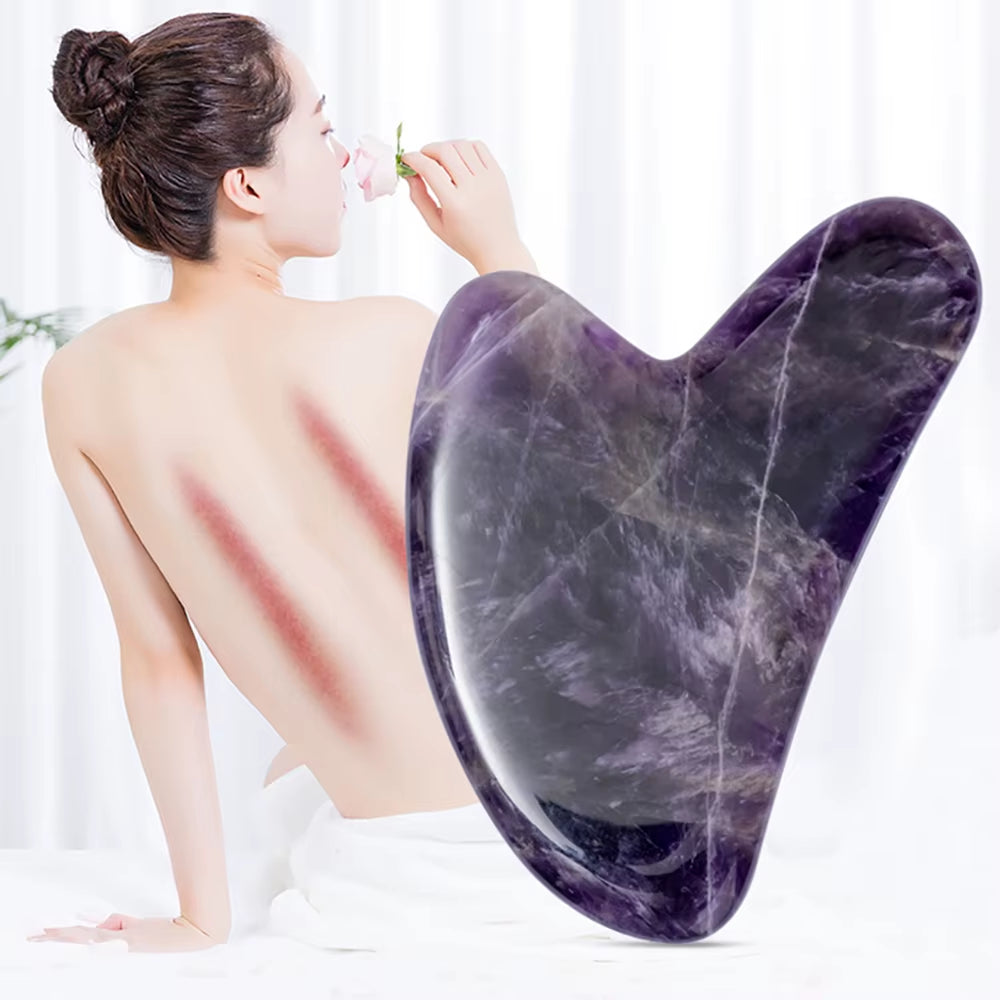 Natural Amethyst Jade Face Lift Massage Body Gua Sha Scraper Skincare Scraping Beauty Facial Massager Tool Gouache Scraper