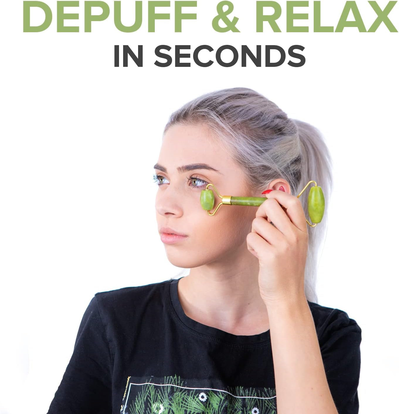 Jade Roller for Face and Gua Sha Set - 2 Anti-Aging Facial Rollers and Gua-Sha Facial Tool - Face and Body Massager for Your Skincare Routine - Massage Tools for Wrinkles and Lifting