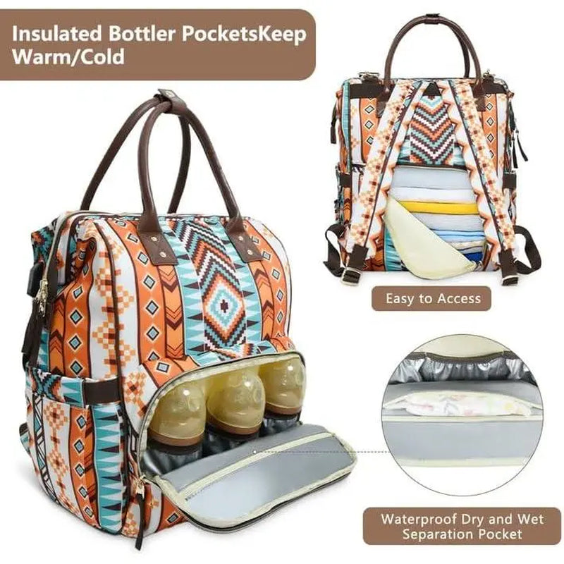 Ladies' Diaper Bag Backpack - a Wranger-Style Baby Bag for Mothers, with a Spacious Design That Pairs Well with Stroller Belts and Pacifiers. This Multi-Functional Travel Diaper Bag Is Suitable for Both Men and Women