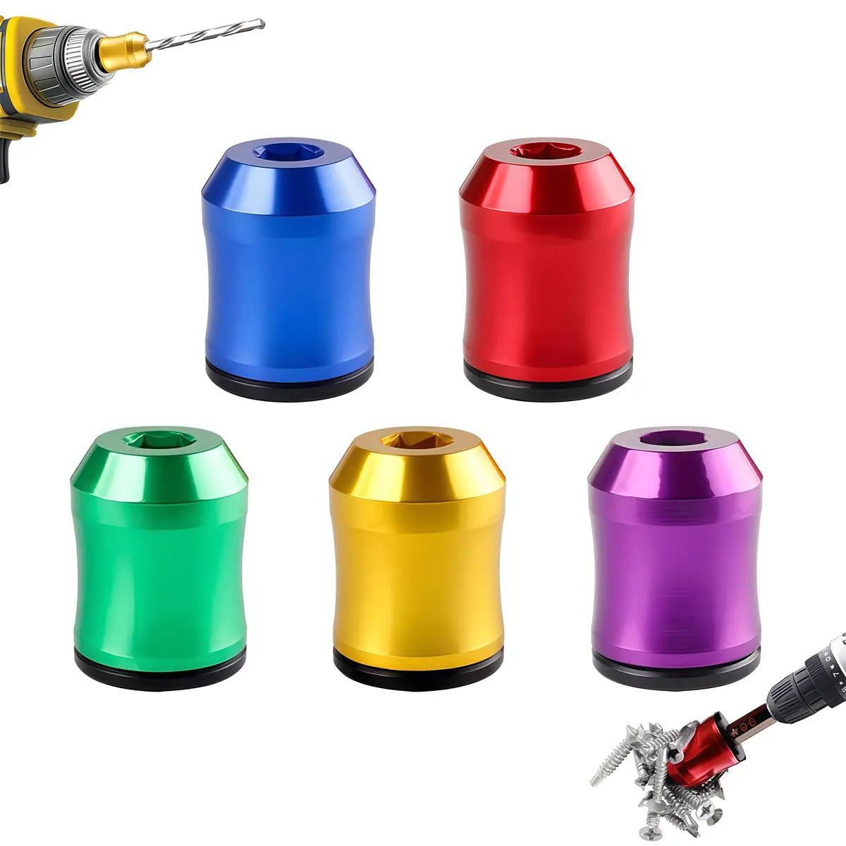 Strong Magnetic Screw Ring, 1/4 Inch/ 6.35 Mm Universal Magnetic Screw Ring Bit for Hex Screwdriver and Power Bits Screwring Powerbits