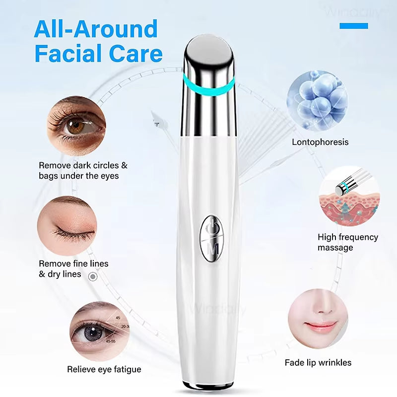 IPL Eye Face Massager Vibration Heated Facial Massage Wand Pen Dark Circles Puffiness anti Wrinkle Skin Care Tool Beauty Device