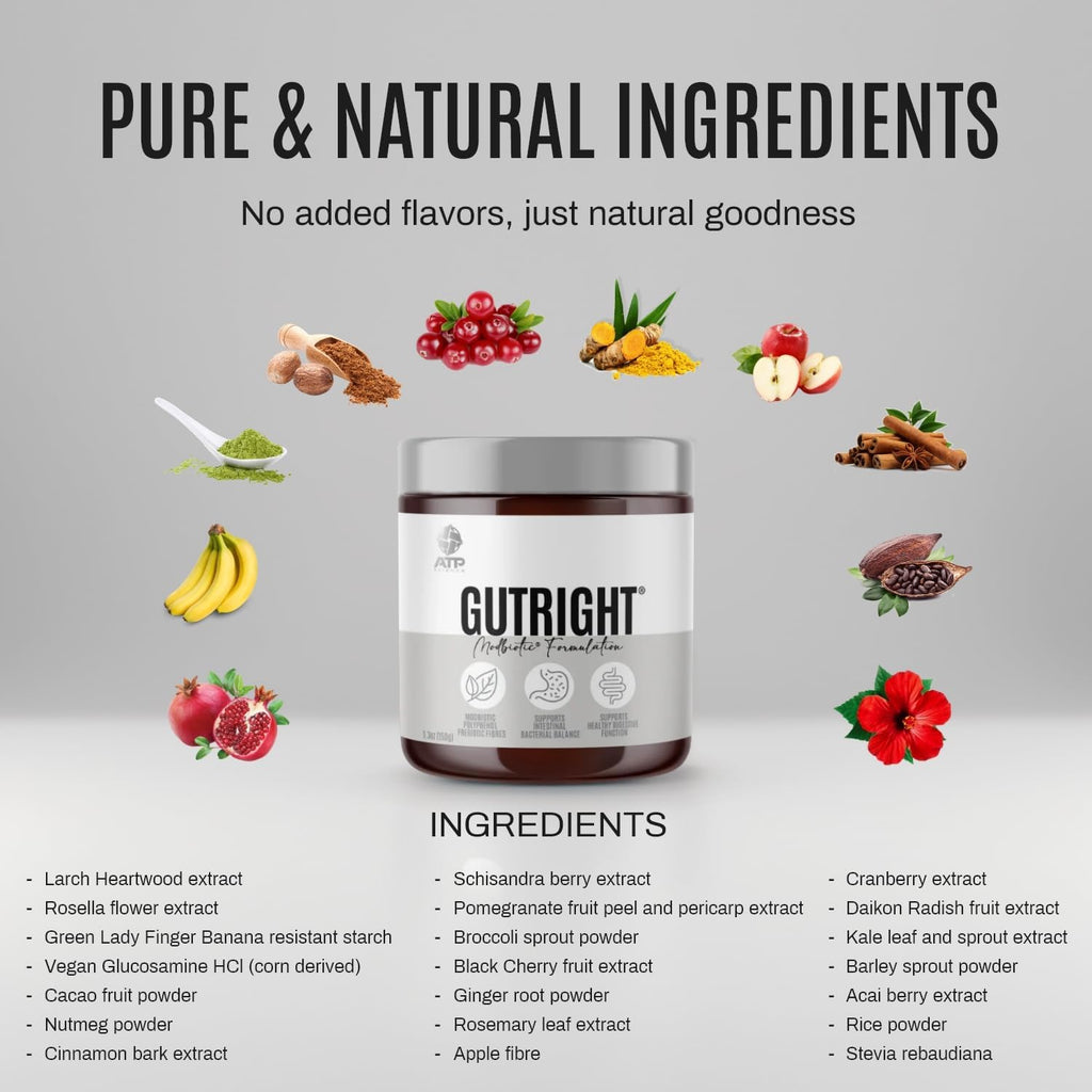 Gutright Plant-Based Modbiotic Blend, with Naturally Occurring Polyphenols and Fibre, No Added Flavours, Non-Gmo, 150G