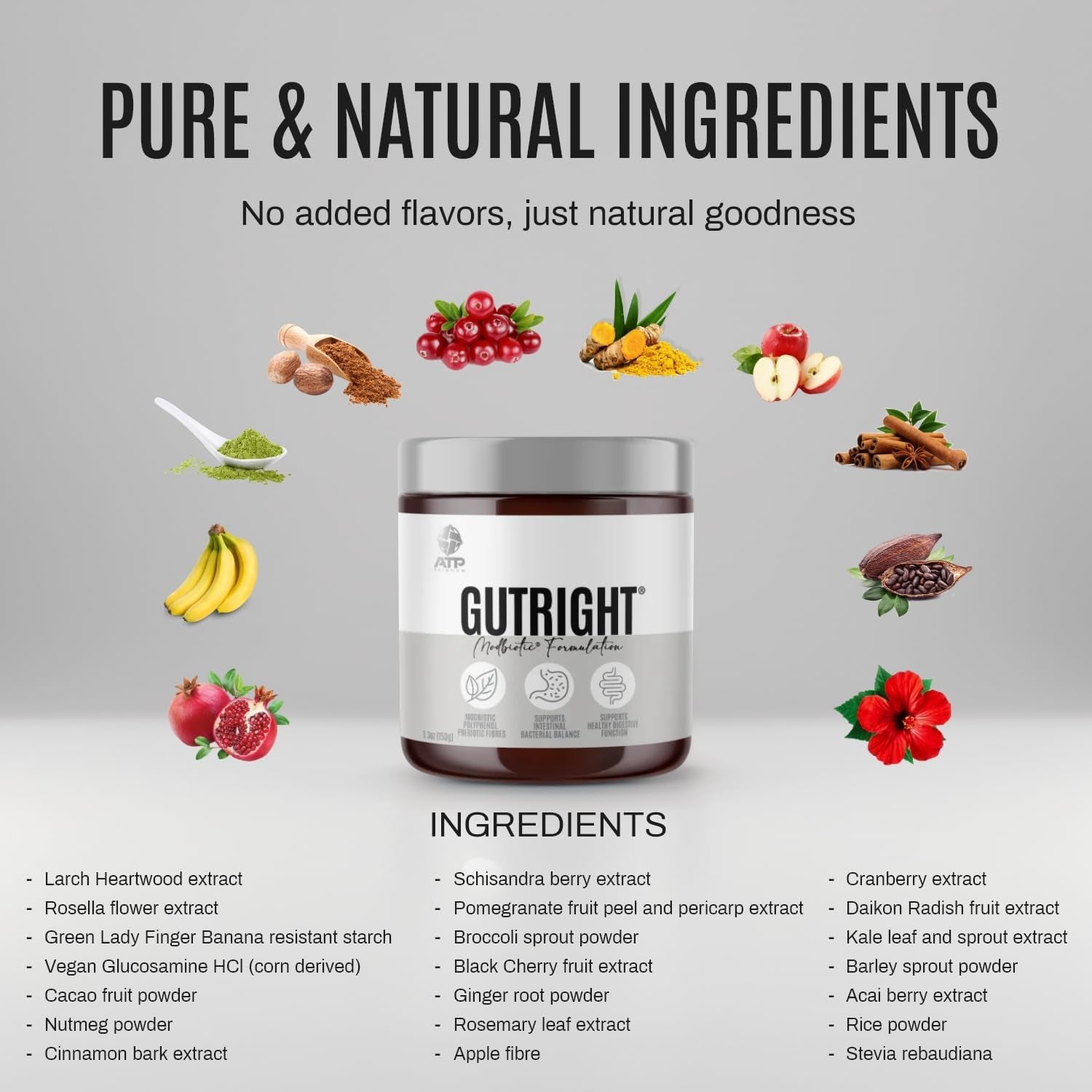 Gutright Plant-Based Modbiotic Blend, with Naturally Occurring Polyphenols and Fibre, No Added Flavours, Non-Gmo, 150G