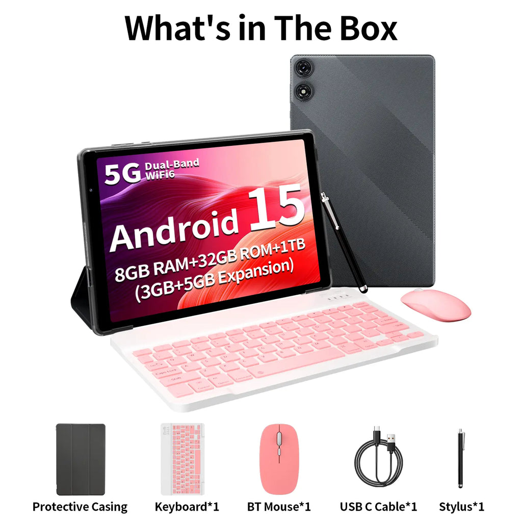[Spring Glow Up]Pritom 10” New Tablet with Android 15: 5G Wifi, 12GB(3+9) RAM, 32GB+1TB Rom,6000Mah Battery – Perfect for Work and Play, Upgrade Your Tech, Long-Lasting Power, Versatile Device