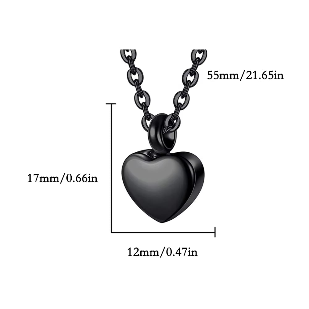 Small Heart Cremation Urn Necklace for Ashes Stainless Steel Memorial Ash Pendant Keepsake Jewelry