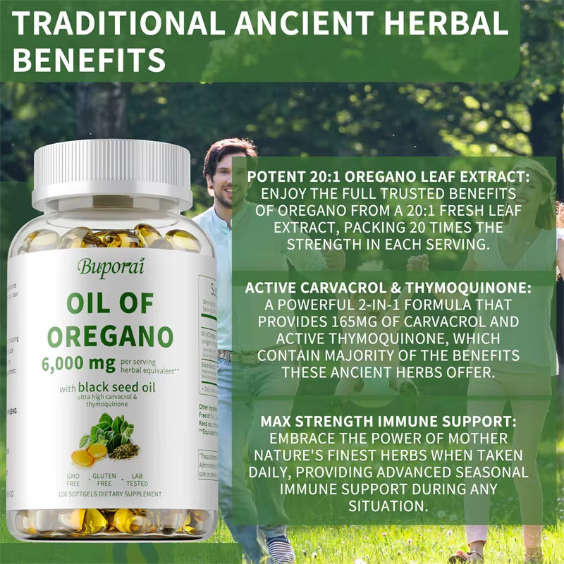 Oil of Oregano - Contains Black Seed Oil, Which Promotes Immune and Digestive Health, Fights Inflammation, and Relieves Bloating