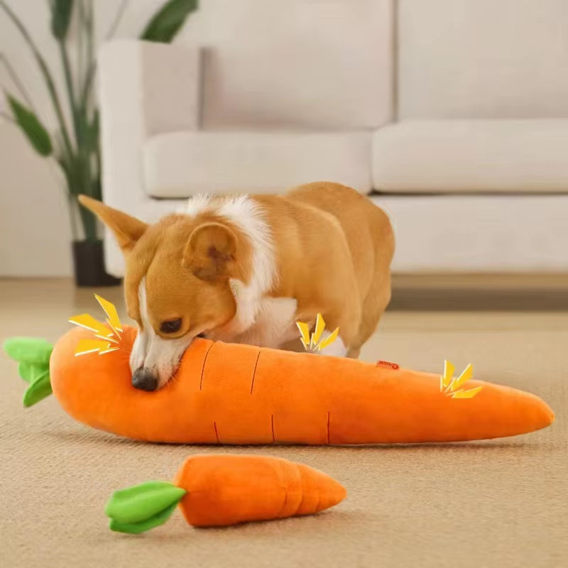 Dog Toy Pet Carrot Plush Toy Vegetable Chew Toy for Small Medium Large Dogs Universal Pet Sound Playing Toy Pet Accessories