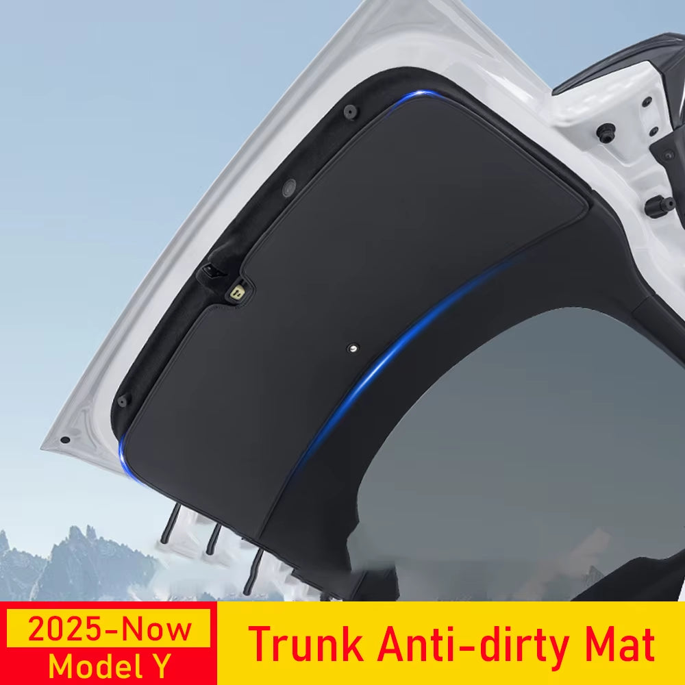 Anti-Dirty Rear Trunk Mat Leather Pad for Tesla Model Y Juniper 2025 2026 Accessories Trunk Tailgate Door Sill Protective Guard