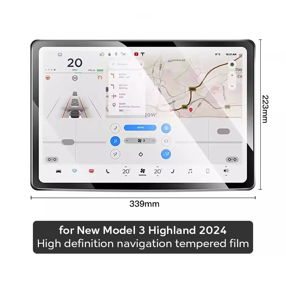 Tempered Glass Film Protector for New Tesla Model Y Launch Juniper 2026 2025 Model 3 Highland 2024 Touch Screen Protective Film