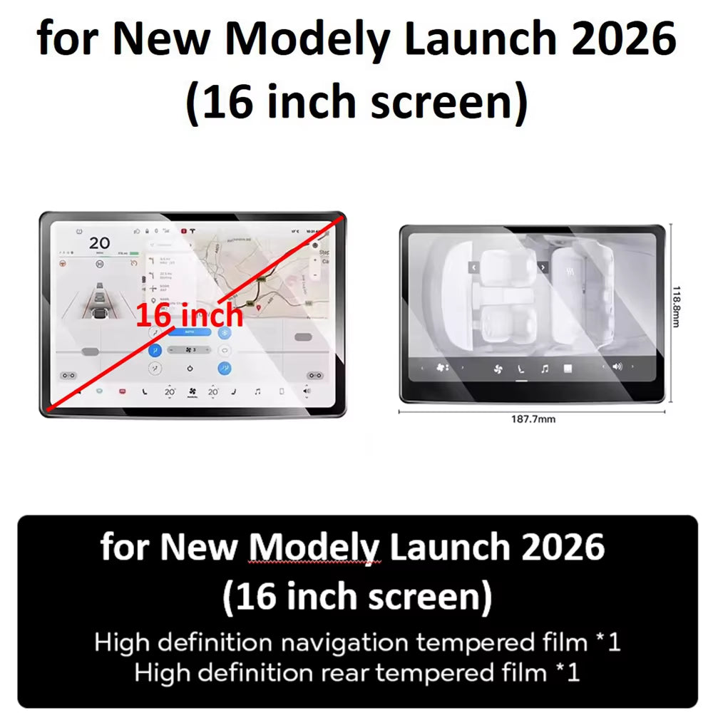 Tempered Glass Film Protector for New Tesla Model Y Launch Juniper 2026 2025 Model 3 Highland 2024 Touch Screen Protective Film