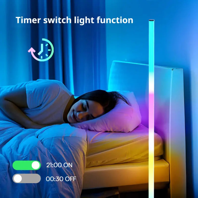 Smart RGB LED Floor Lamp, 1.2 Meters in Height, Equipped with an App and Remote Control, Offering 16 Million Colors, Music Synchronization, and Scene Modes. Ideal for Gaming Rooms, Living Rooms, Parties, and Bedrooms as a Color-Changing Vertical Lamp
