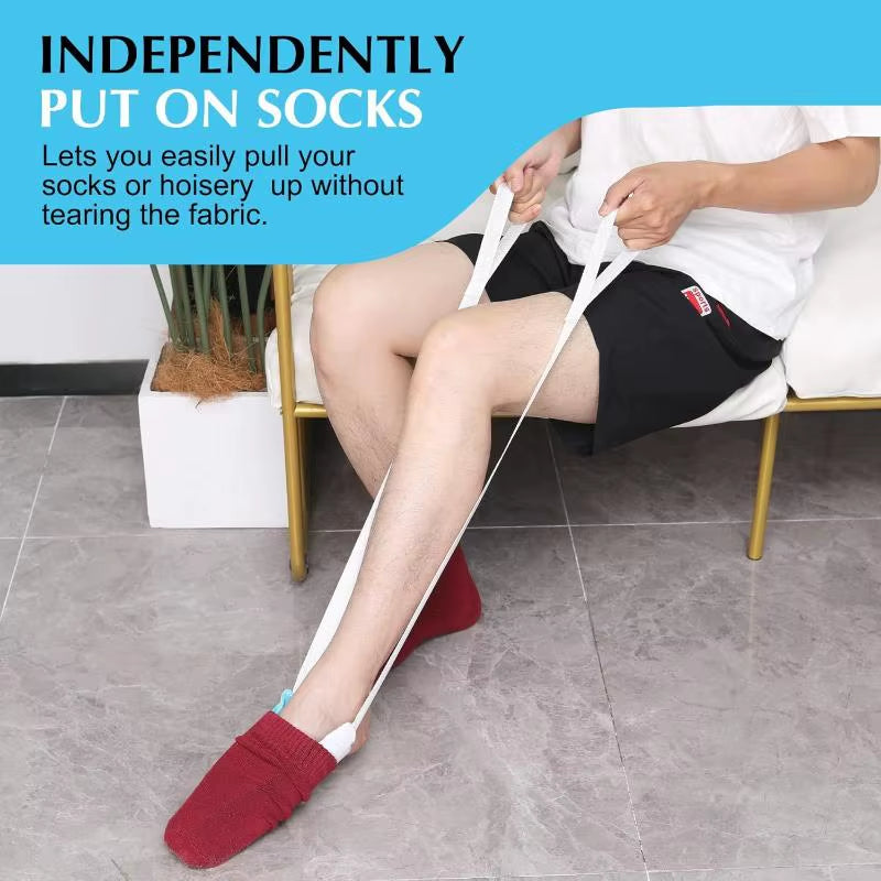 Sock Aid Tool for Seniors - Adjustable Stocking Slider for Easy On and Off, No-Bend Sock Helper