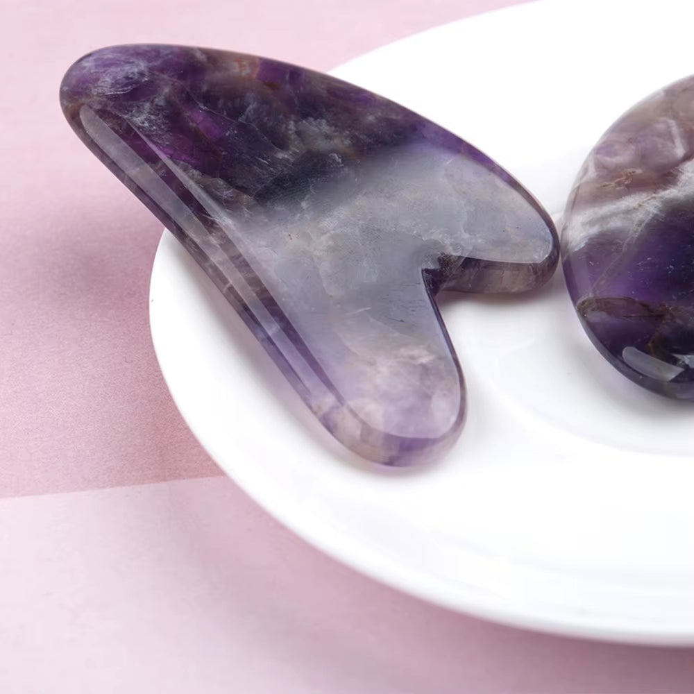 Natural Amethyst Jade Face Lift Massage Body Gua Sha Scraper Skincare Scraping Beauty Facial Massager Tool Gouache Scraper