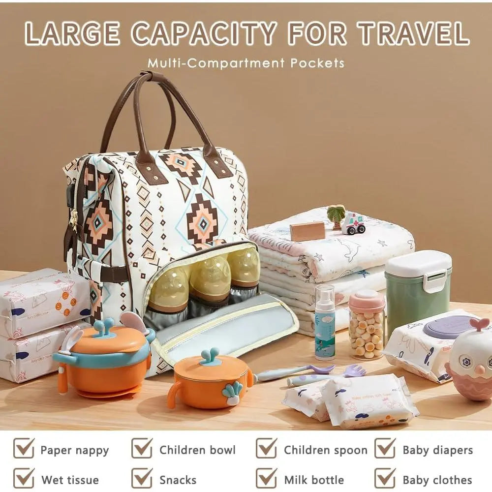 Ladies' Diaper Bag Backpack - a Wranger-Style Baby Bag for Mothers, with a Spacious Design That Pairs Well with Stroller Belts and Pacifiers. This Multi-Functional Travel Diaper Bag Is Suitable for Both Men and Women