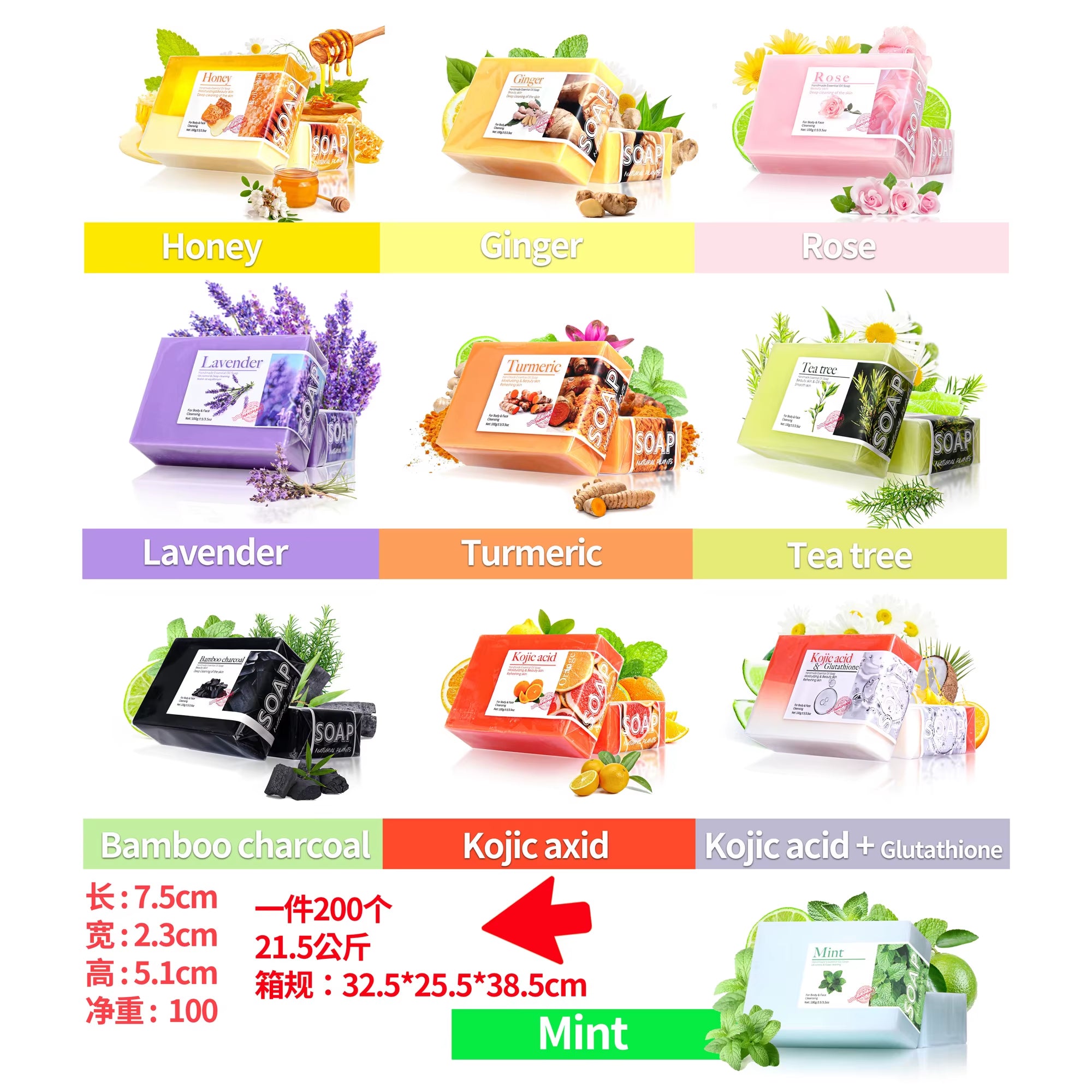 100G Bamboo Charcoal Soap Natural Organic Activated Charcoal Private Label Handmade Blackhead Removal Black Soap