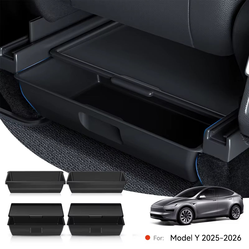 for Tesla Model Y 2026 Juniper Launch under Seat Storage Box Case Car Seat Organizer Vehicle Underseat Drawer Tray Accessory