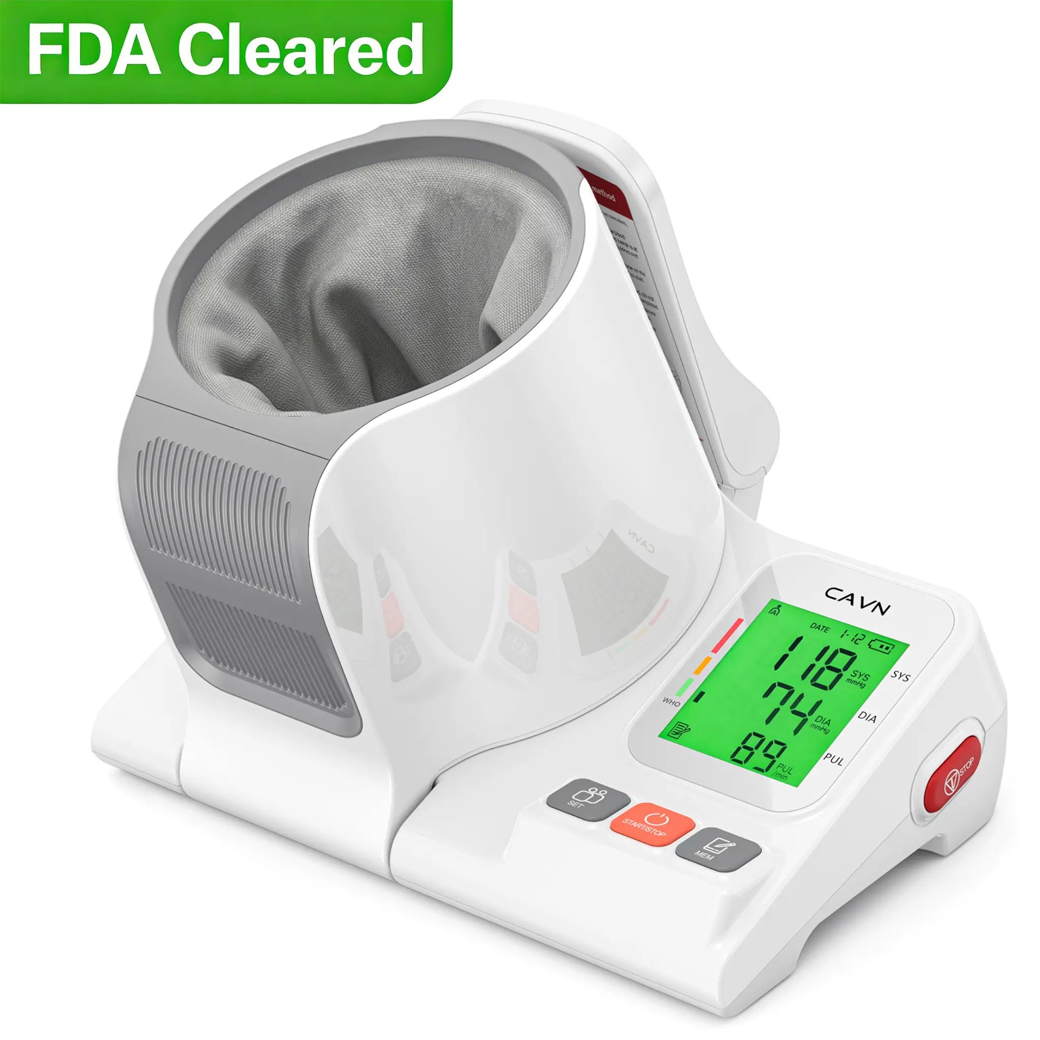 CAVN 2026 Blood Pressure Monitor, One-Touch Operation Upper Arm BP Monitor for Home Use, Large LED Display & 3-Color Backlight, Large Cuff (7.1"-16.5") Cylindrical Arm Design