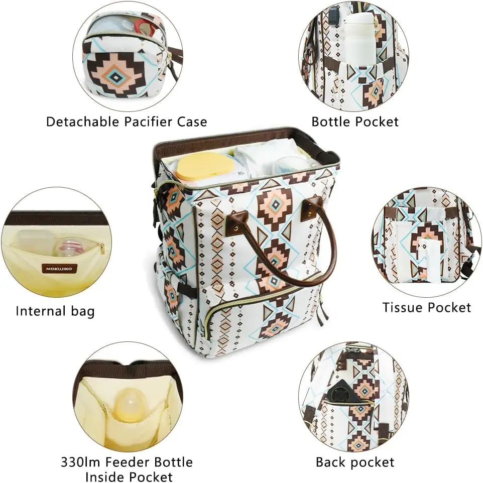 Ladies' Diaper Bag Backpack - a Wranger-Style Baby Bag for Mothers, with a Spacious Design That Pairs Well with Stroller Belts and Pacifiers. This Multi-Functional Travel Diaper Bag Is Suitable for Both Men and Women
