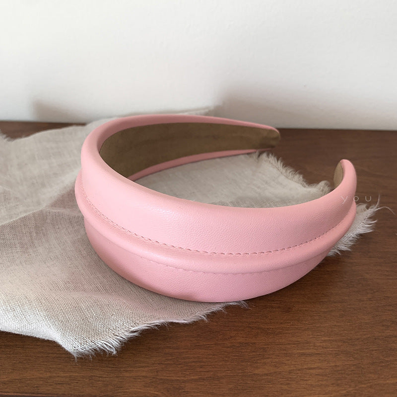 Temperament Western Style High-End High-Grade Leather Wide Brim Hair Band