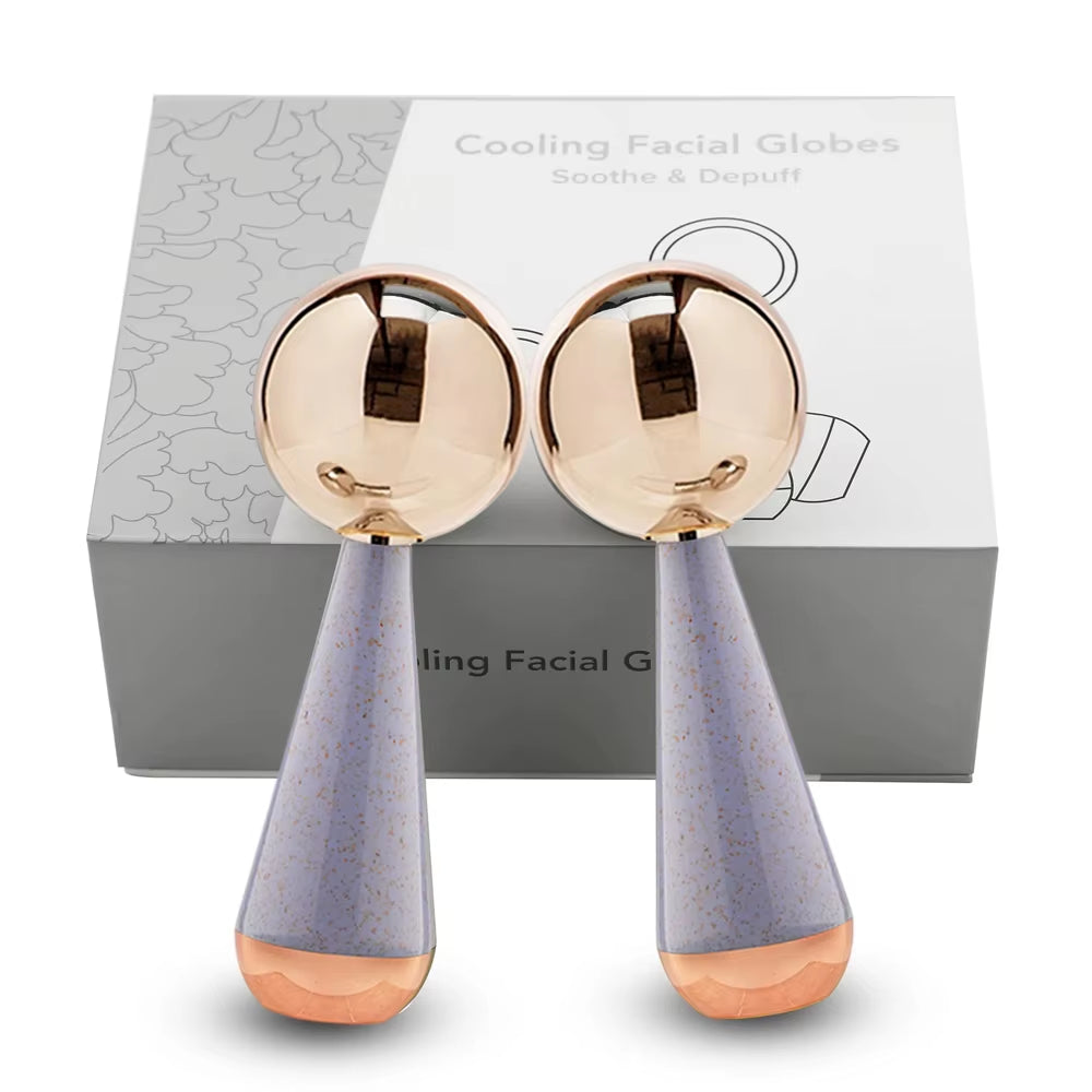 Ice Globes for Facials 360 Rotating Unbreakable Steel Ice Globes Ice Roller for Face and Eyes Ideal Skincare Tool for Facials
