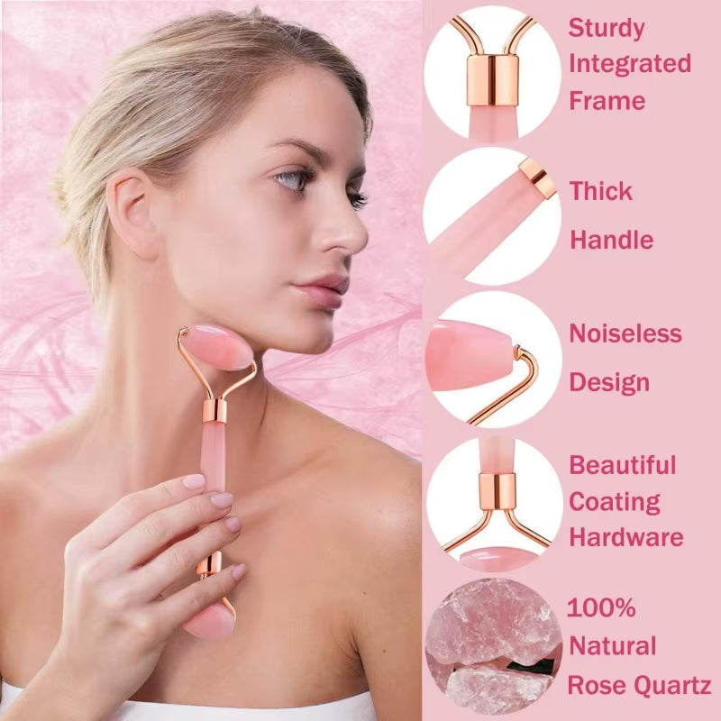 2Pcs Ice Face Roller Gua Sha Scraper Set Portable Face Neck Skincare Tool Facial Massage Roller Lifting Contouring Beauty Tools