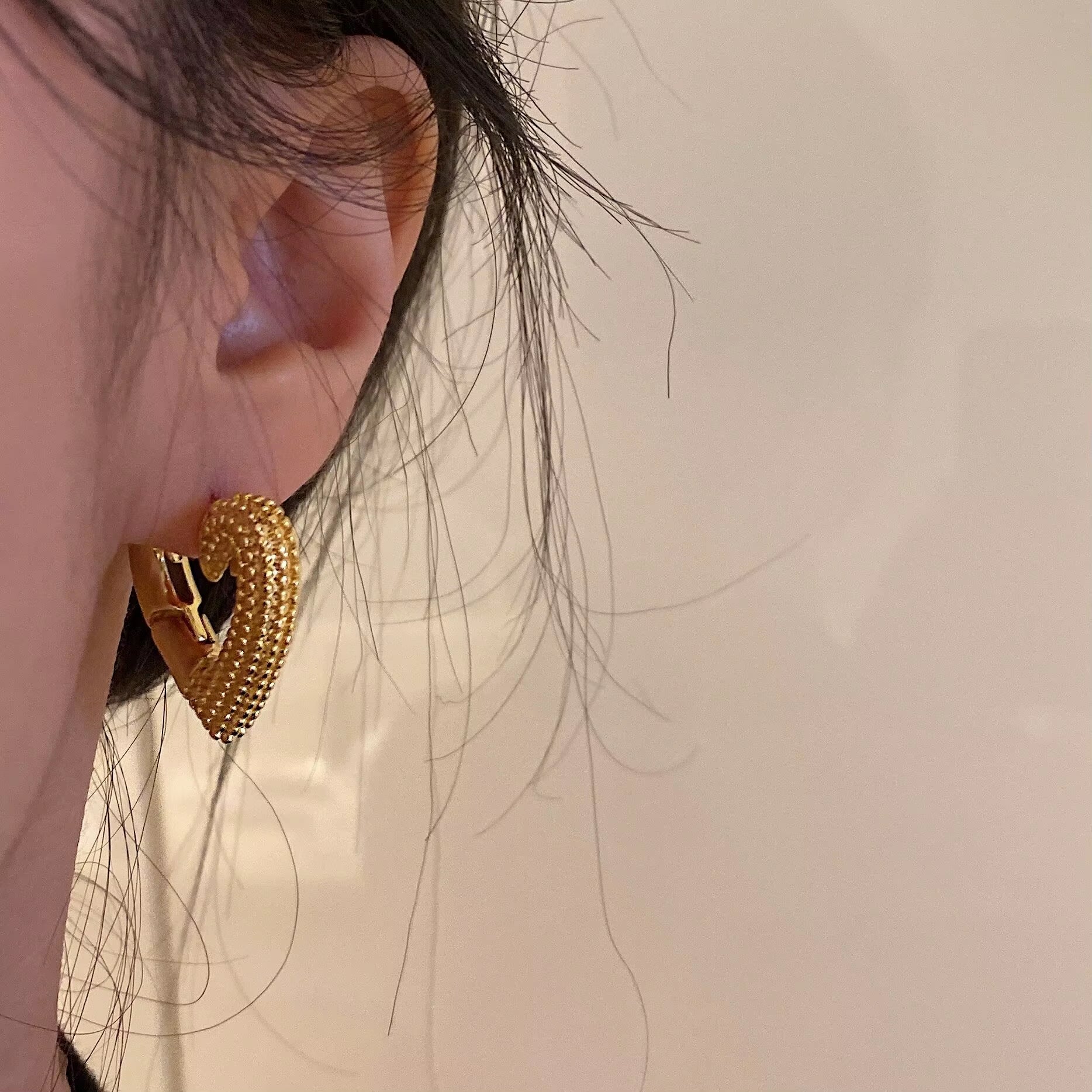 South Korea Exaggerated Texture Heart Earrings Women Simple Geometric Earrings Long Women'S Jewelry Accessories