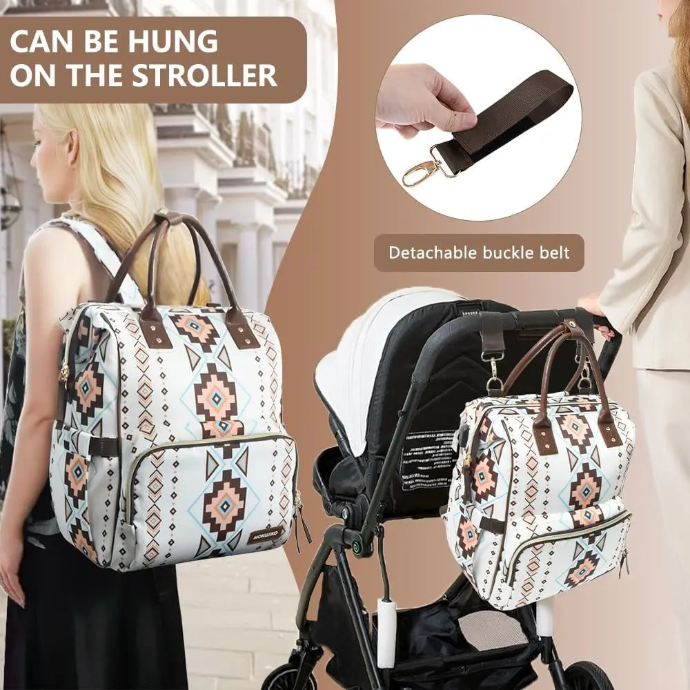Ladies' Diaper Bag Backpack - a Wranger-Style Baby Bag for Mothers, with a Spacious Design That Pairs Well with Stroller Belts and Pacifiers. This Multi-Functional Travel Diaper Bag Is Suitable for Both Men and Women