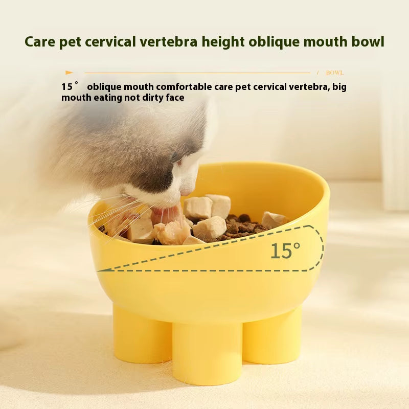 Macaron Colored Neck Protection Bowl for Pets - Cat Food and Water Bowl with Anti-Knock Design