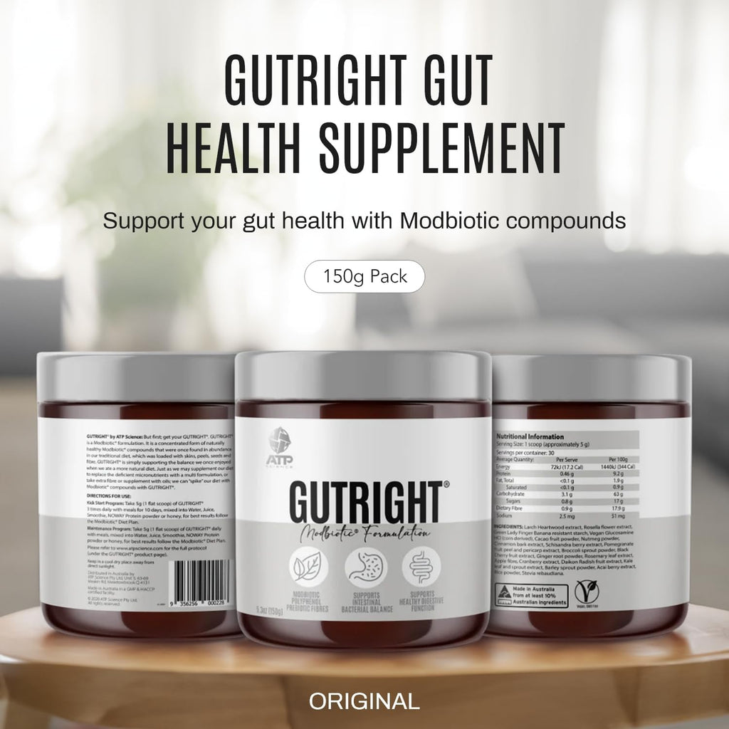 Gutright Plant-Based Modbiotic Blend, with Naturally Occurring Polyphenols and Fibre, No Added Flavours, Non-Gmo, 150G