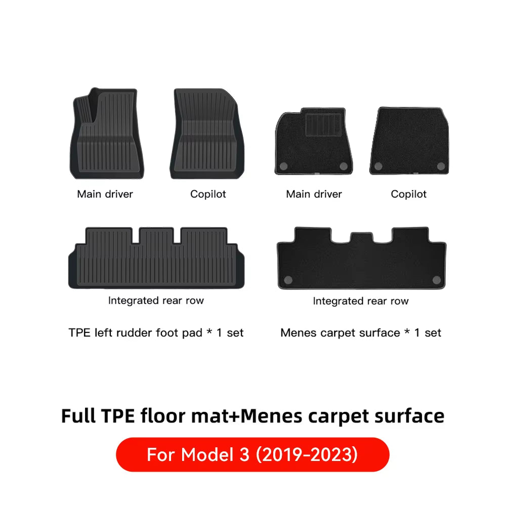 for Tesla Floor Mat Model Y 2021-2026 Model 3 Highland Car Trunk Mat Luggage Mat TPE Waterproof Anti-Slip Set Floor Liner Mat