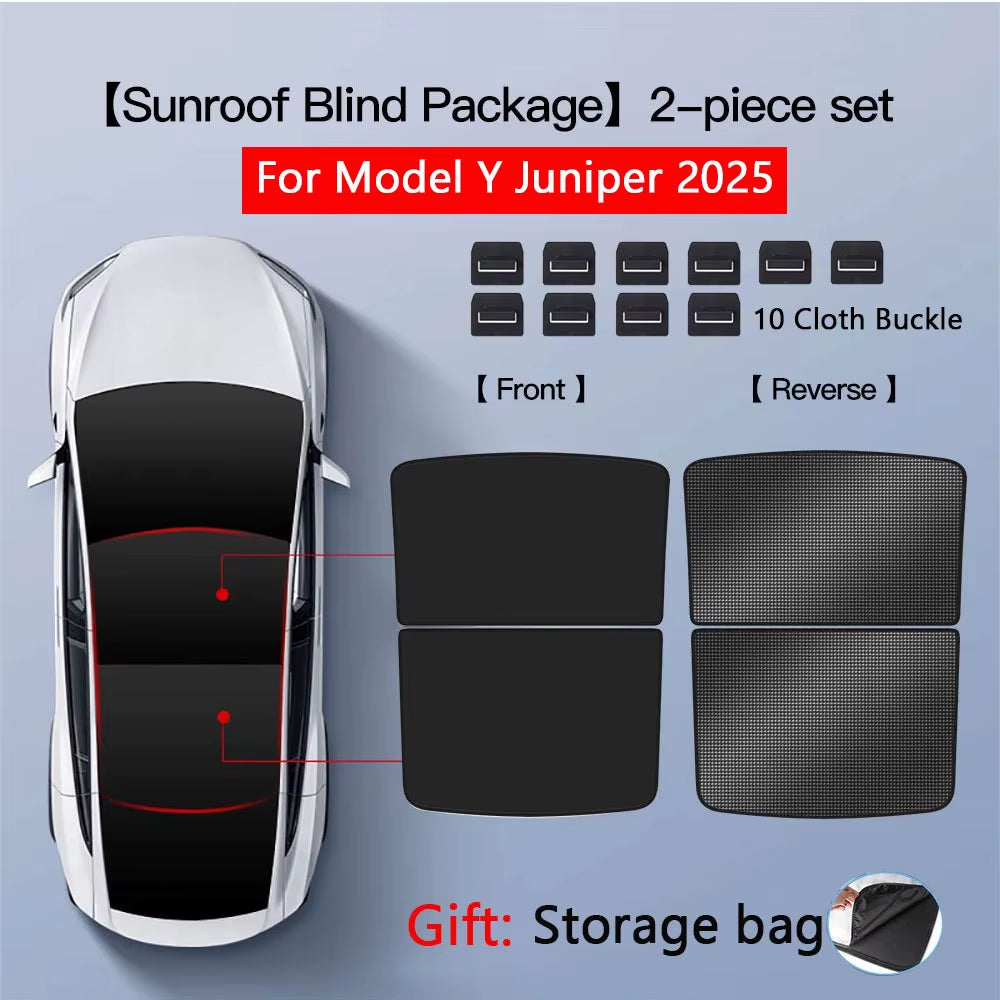Sunshades for Tesla Model 3 Sunroof Highland 2026 Model Y 2020-26 Ice Cloth Buckle Sun Pare Glass Front Rear Skylight Accessory