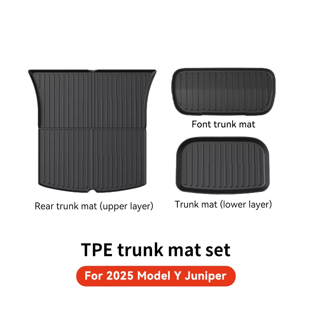 for Tesla Floor Mat Model Y 2021-2026 Model 3 Highland Car Trunk Mat Luggage Mat TPE Waterproof Anti-Slip Set Floor Liner Mat