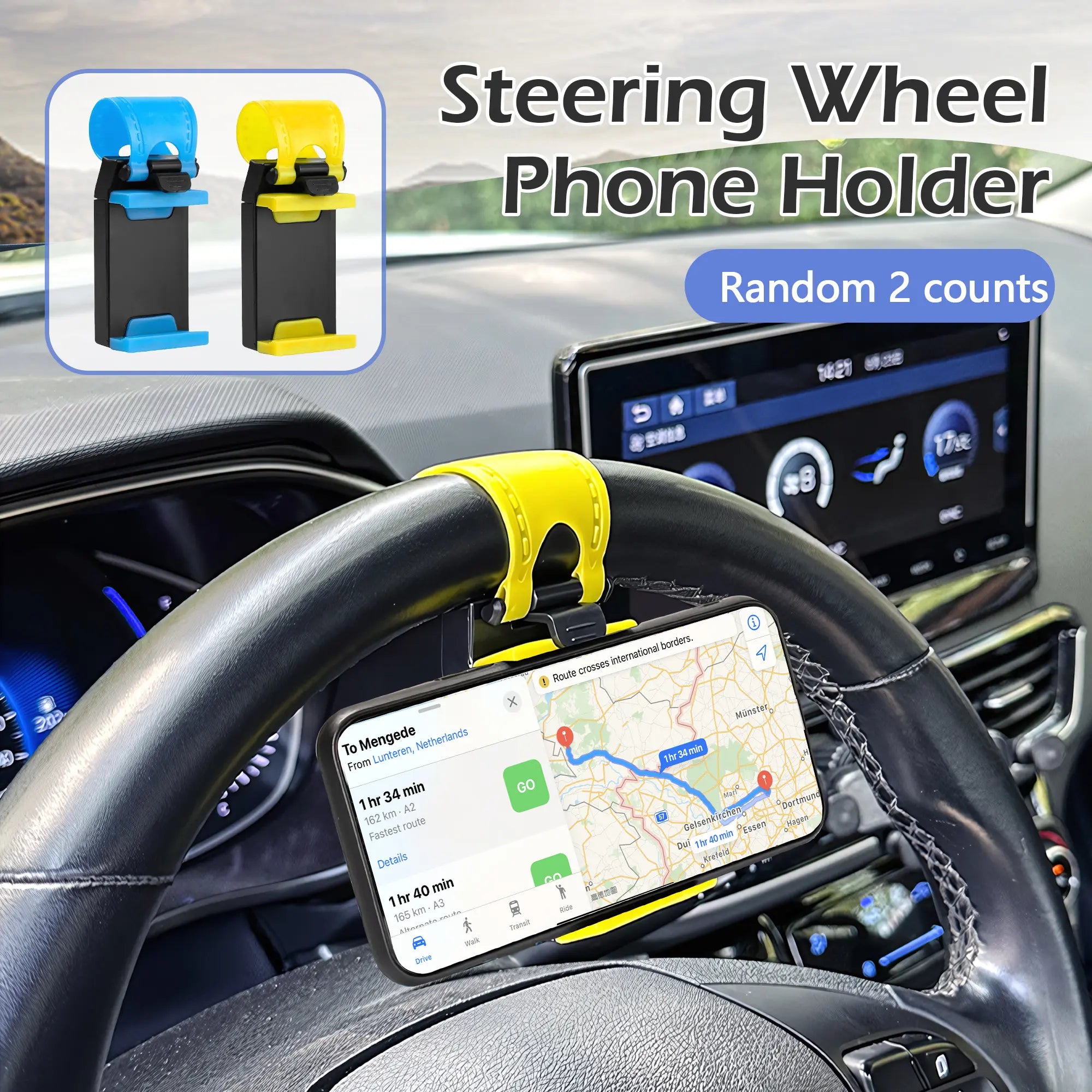 2 Counts of Steering Wheel Phone Holders, Mixed Color Fixers, Stable during Driving, Phone Won’T Fall Off