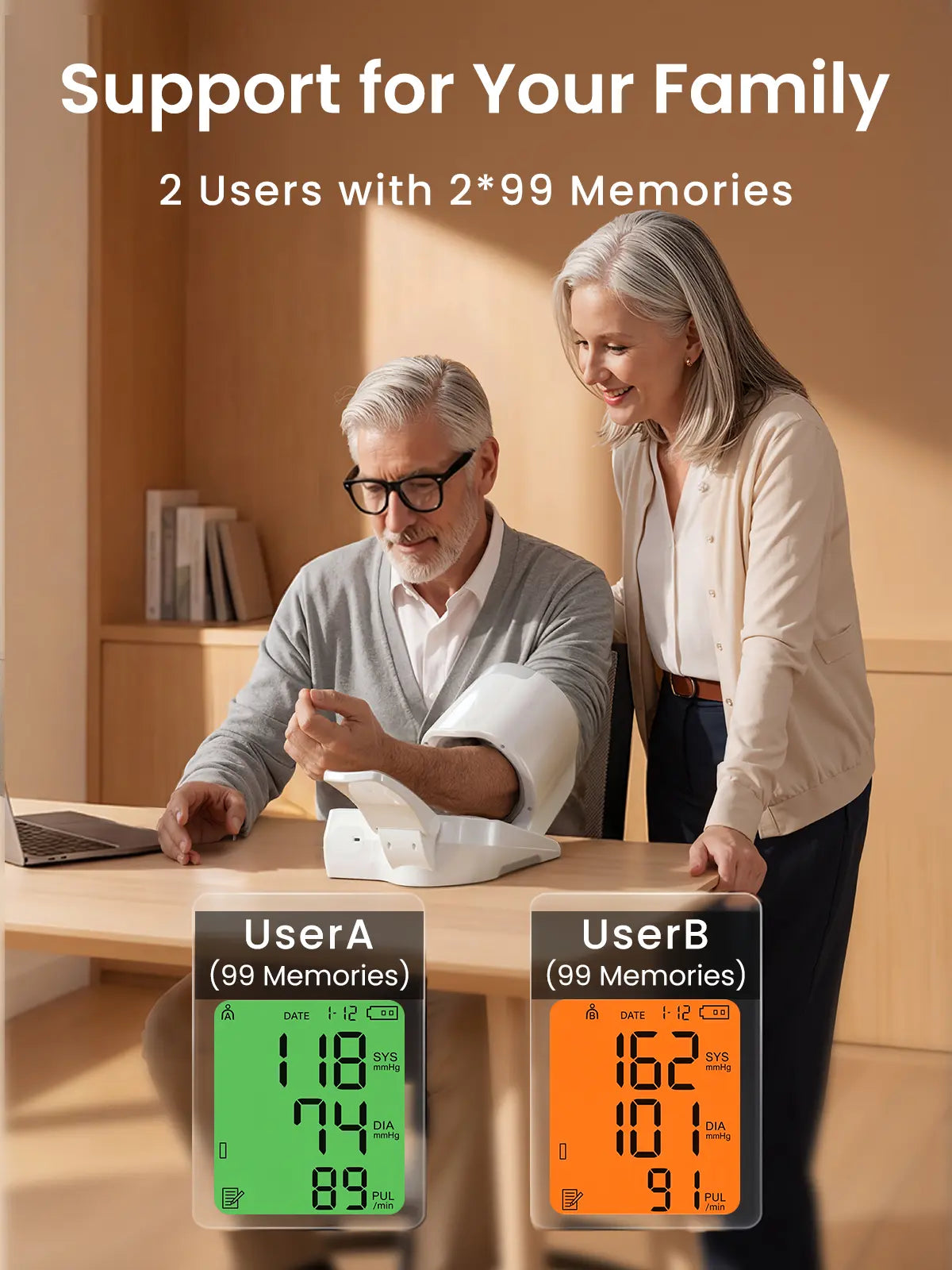 CAVN 2026 Blood Pressure Monitor, One-Touch Operation Upper Arm BP Monitor for Home Use, Large LED Display & 3-Color Backlight, Large Cuff (7.1"-16.5") Cylindrical Arm Design