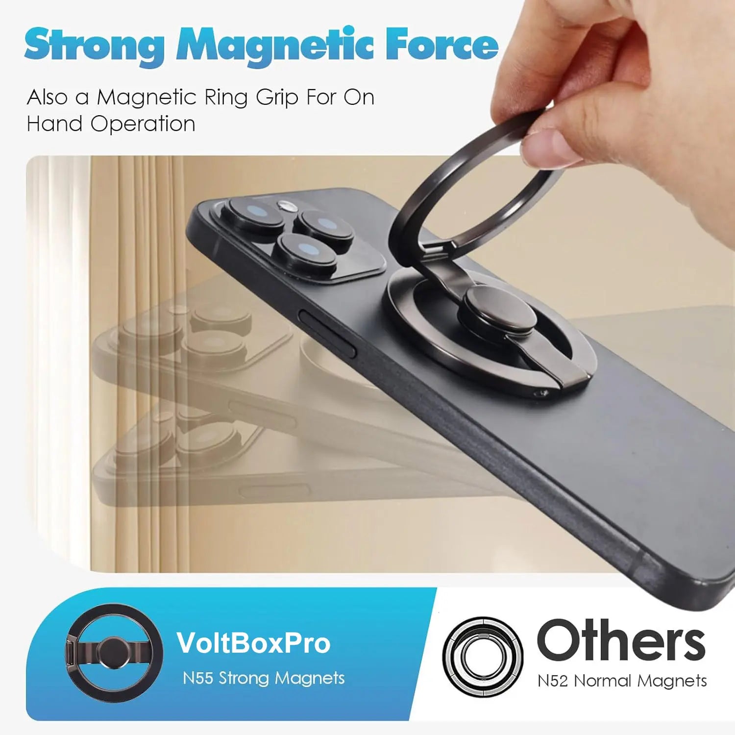 Magnetic Phone Stand & Fidget Spinner Combo, Dual Magnetic Ring Stand, Fidget Toys Adults, Foldable, 360° Rotation, Phone Holder Car, Desk Phone Stand, Magsafe Compatible, Stress Relief Accessory for Home/Office/Travel/Gym