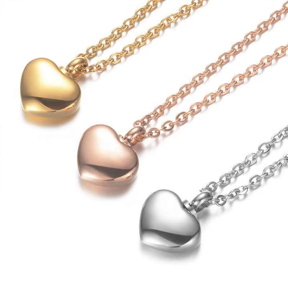 Small Heart Cremation Urn Necklace for Ashes Stainless Steel Memorial Ash Pendant Keepsake Jewelry