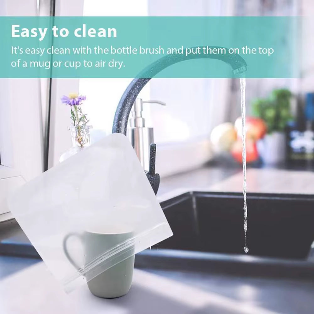 10Pcs Silicone Food Storage Bag Leakproof Reusable Stand up Zip Shut Bag Cup Fresh Bag Food Storage Bag Fresh Wrap