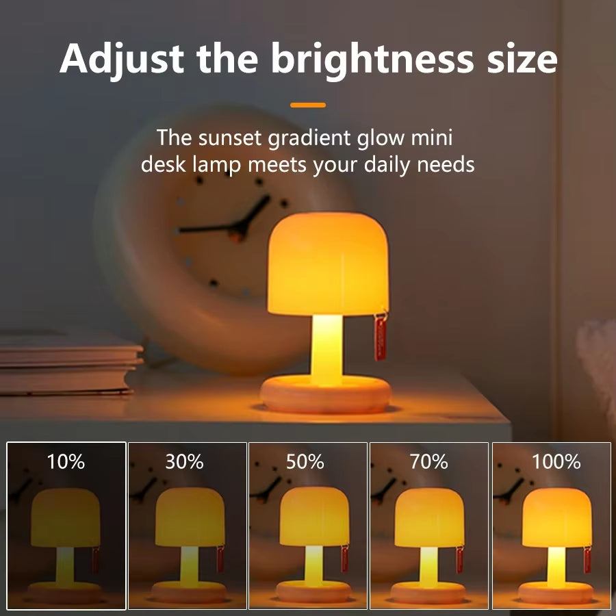USB Rechargeable Sunset Night Light LED Table Lamp Mini Desk Bedside Bedroom Bar Room Decor Atmosphere Mood Light Minimalist