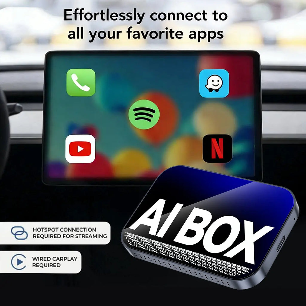 【Springglowup】Makasri Wired to Wireless Carplay Adapter【Not Support for Tesla & Bmw】Supports Netflix/Youtube/Tiktok APP to Play Video on a Car Screen (Do Not Support Vehicles with Built-In Wireless Carplay) ,Your Entertainment Co-Pilot on the Road!