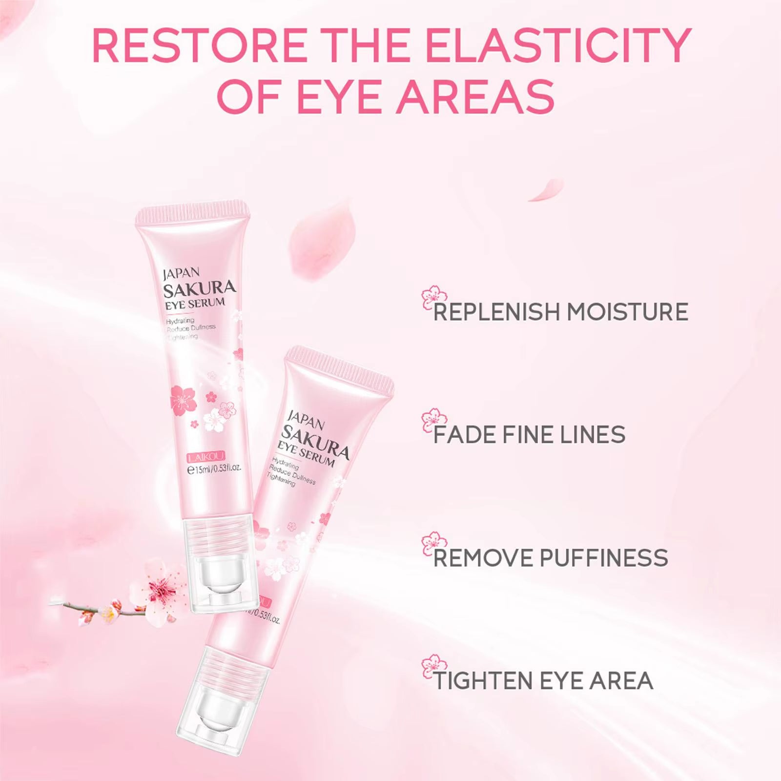 1/3/5Pcs Sakura Eye Essence Cream Eye with Massage Ball Firming Anti-Dark Circles Anti-Puffiness Bags Anti-Aging under Eye Serum