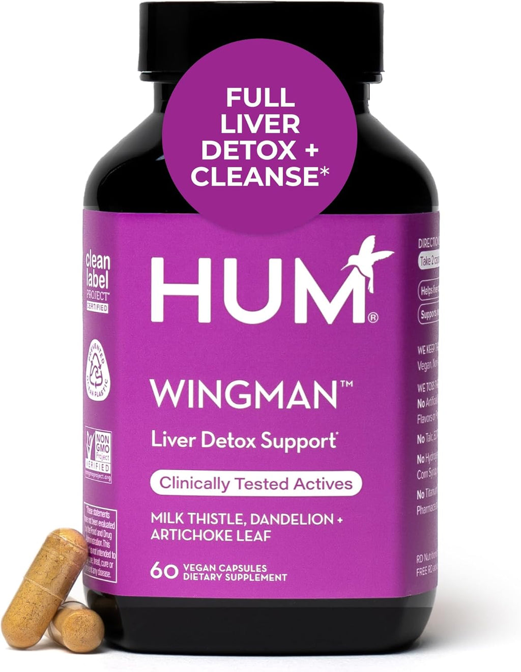 Wing Man Liver Support Supplement with Milk Thistle, Dandelion Root Powder & Artichoke Leaf Extract for Liver Health & Function Support, Milk Thistle Supplement Helps Flush Out Toxins, 60 Capsules