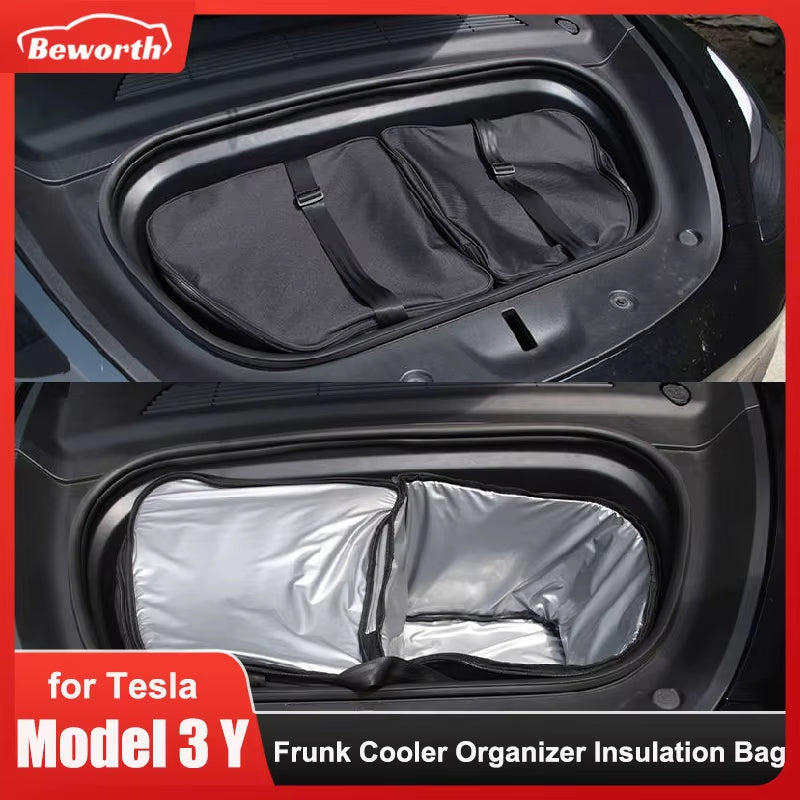 Frunk Cooler Insulated Storage for Tesla New Model Y Juniper 2025 2026 Model 3+ Highland Front Trunk Organizer Bag with Straps