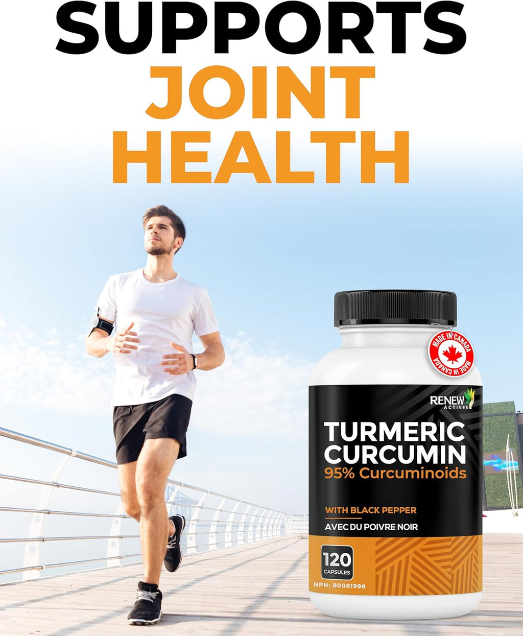 Turmeric Curcumin – Ultra Potent 95% Curcuminoids with Bioperine Black Pepper for Maximum Absorption – Supports Joint Health, Mobility, Digestion & Liver – Made in Canada – 120 Capsules