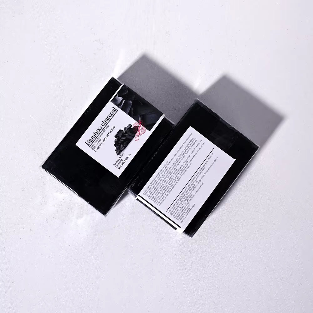 100G Bamboo Charcoal Soap Natural Organic Activated Charcoal Private Label Handmade Blackhead Removal Black Soap