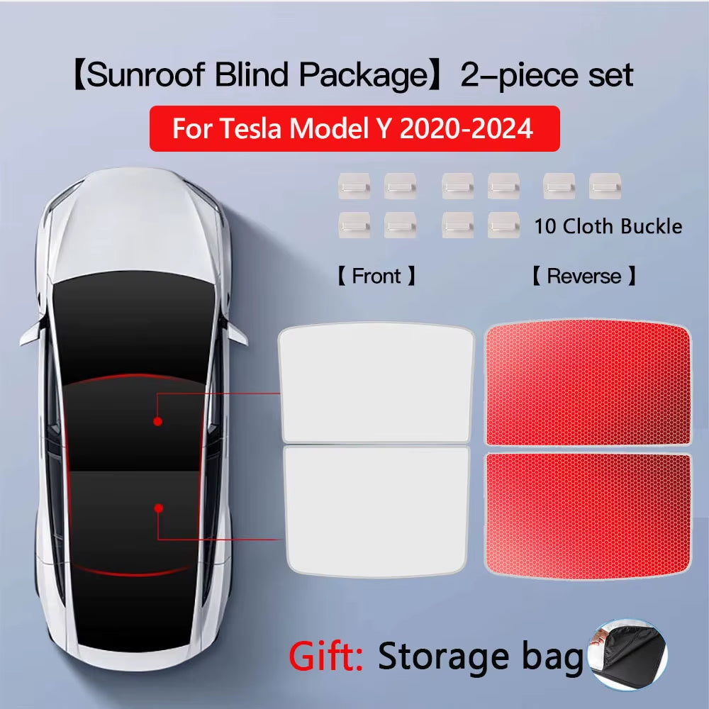 Sunshades for Tesla Model 3 Sunroof Highland 2026 Model Y 2020-26 Ice Cloth Buckle Sun Pare Glass Front Rear Skylight Accessory
