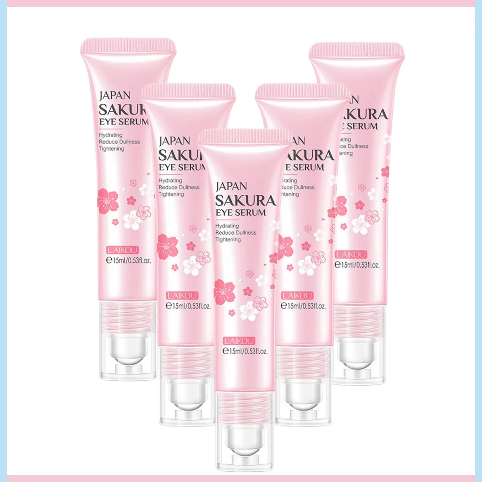 1/3/5Pcs Sakura Eye Essence Cream Eye with Massage Ball Firming Anti-Dark Circles Anti-Puffiness Bags Anti-Aging under Eye Serum