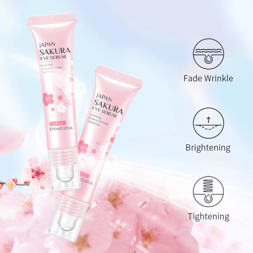 1/3/5Pcs Sakura Eye Essence Cream Eye with Massage Ball Firming Anti-Dark Circles Anti-Puffiness Bags Anti-Aging under Eye Serum