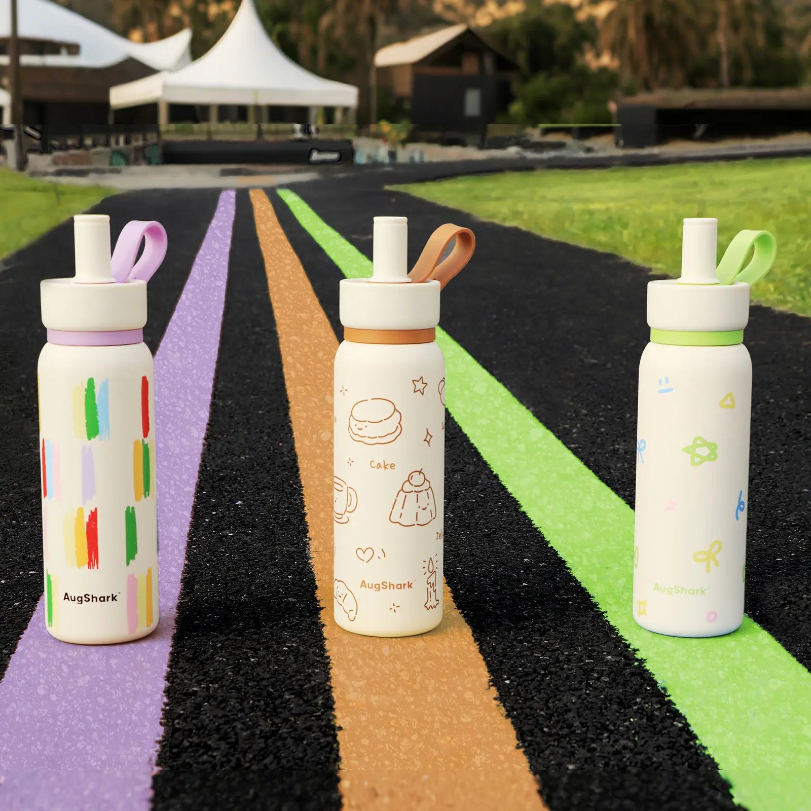 Augshark 24 Oz Insulated Water Bottle, 316 Stainless Steel Liner Tumbler with Handle & Flip Straw, Leak-Proof Vacuum Bottle for Gym, Travel, Sports, School Cup Gift Thermal Bottle