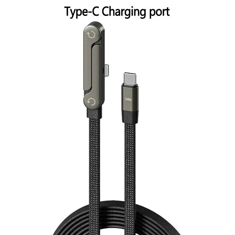 Invisible Holder Charger Cable with Stand, 240W Super Fast Charging 2-In-1 Fast Charging Cord & Phone Stand for Gaming, Office, Car Travel, Compatible with Type-C Charging Cable Black